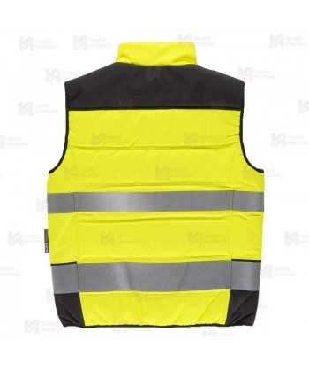 Chaleco acolchado multibolsillos de Alta Visibilidad amarillo flúor/negro