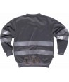 Sudadera de felpa gris oscuro con cuello redondo y cintas reflectantes