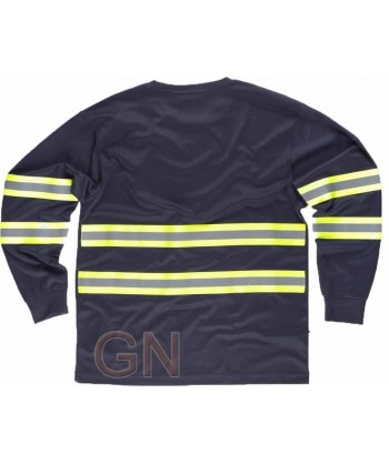 Camiseta manga larga transpirable con cintas reflectantes bicolor amarillo/plata/amarillo