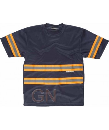 Camiseta transpirable de manga corta con cintas reflectantes bicolor