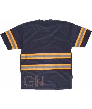 Camiseta transpirable de manga corta con cintas reflectantes bicolor