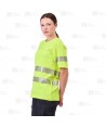 Camiseta alta visibilidad amarillo flúor clase 2 de manga corta con cintas segmentadas