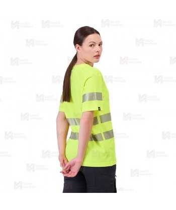 Camiseta alta visibilidad amarillo flúor clase 2 de manga corta con cintas segmentadas