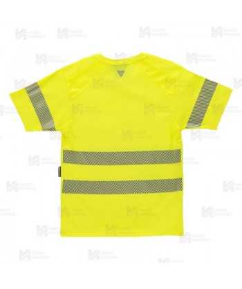 Camiseta alta visibilidad amarillo flúor clase 2 de manga corta con cintas segmentadas