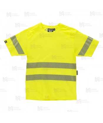 Camiseta alta visibilidad amarillo flúor clase 2 de manga corta con cintas segmentadas