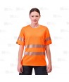 Camiseta alta visibilidad naranja flúor clase 2 de manga corta con cintas segmentadas