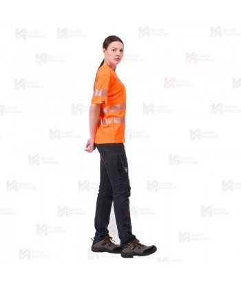 Camiseta alta visibilidad naranja flúor clase 2 de manga corta con cintas segmentadas