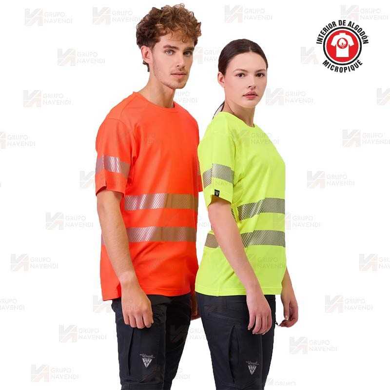 Camiseta alta visibilidad clase 2 de manga corta con cintas segmentadas