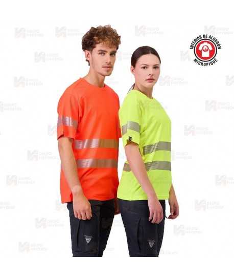 Camiseta alta visibilidad clase 2 de manga corta con cintas segmentadas