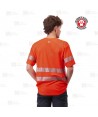 Camiseta alta visibilidad rojo flúor clase 2 de manga corta con cintas segmentadas
