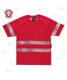 Camiseta alta visibilidad rojo flúor clase 2 de manga corta con cintas segmentadas