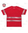Camiseta alta visibilidad rojo flúor clase 2 de manga corta con cintas segmentadas