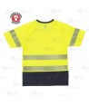 Camiseta bicolor de alta visibilidad amarillo flúor/marino de manga corta y cintas segmentadas