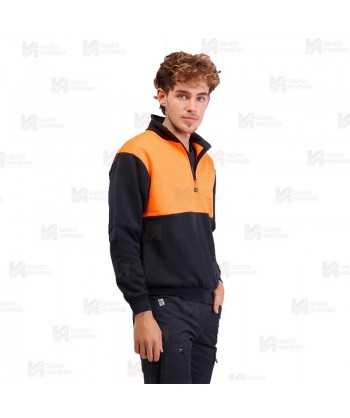 Sudadera gruesa bicolor de alta visibilidad  con media cremallera