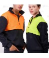 Sudadera gruesa bicolor de alta visibilidad  con media cremallera