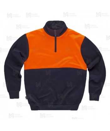 Sudadera gruesa bicolor de alta visibilidad  con media cremallera