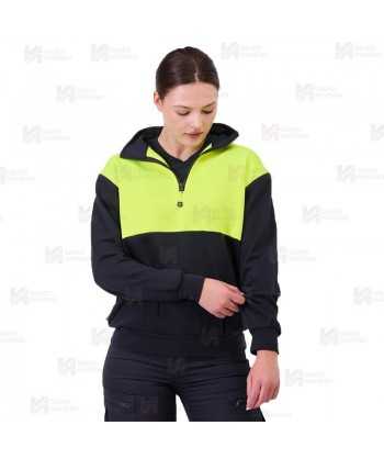 Sudadera gruesa bicolor de alta visibilidad  con media cremallera