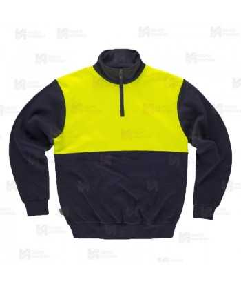 Sudadera gruesa bicolor de alta visibilidad  con media cremallera