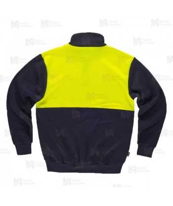 Sudadera gruesa bicolor de alta visibilidad  con media cremallera