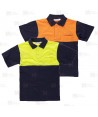 Polo bicolor de manga corta marino/naranja flúor