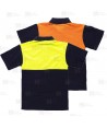 Polo bicolor de manga corta marino/amarillo flúor