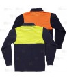 Polo económico bicolor de algodón de manga larga color amarillo/naranja flúor