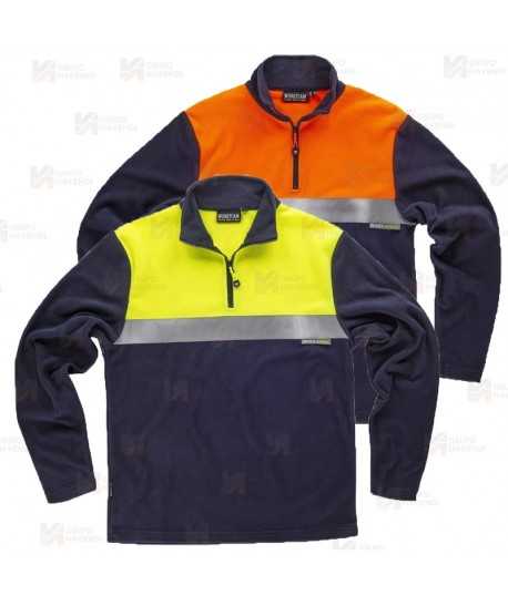 Sudadera ligera bicolor de alta visibilidad  con media cremallera