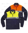 Sudadera ligera bicolor de alta visibilidad  con media cremallera