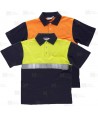 Polo de algodón bicolor, manga corta con cintas reflectantes