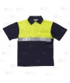 Polo de algodón bicolor, manga corta con cintas reflectantes