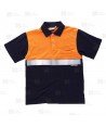 Polo de algodón bicolor, manga corta con cintas reflectantes