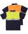 Polo de algodón bicolor, manga corta con cintas reflectantes