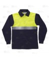 Polo de algodón bicolor, manga larga con cintas reflectantes