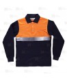 Polo de algodón bicolor, manga larga con cintas reflectantes