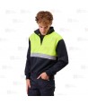 Sudadera gruesa de alta visibilidad bicolor amarillo flúor/marino con media cremallera