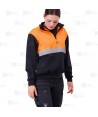 Sudadera gruesa de alta visibilidad bicolor naranja flúor/marino con media cremallera
