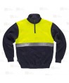 Sudadera gruesa de alta visibilidad bicolor amarillo flúor/marino con media cremallera