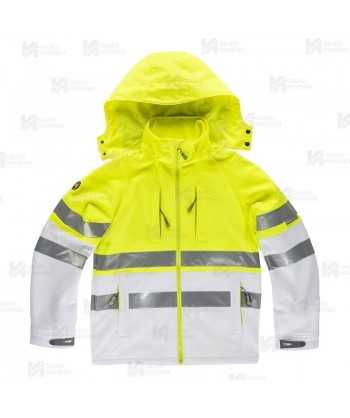 Softshell bicolor alta visibilidad color blanco/amarillo flúor