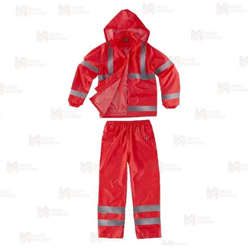 Traje de agua alta visibilidad clase 3 color rojo flúor