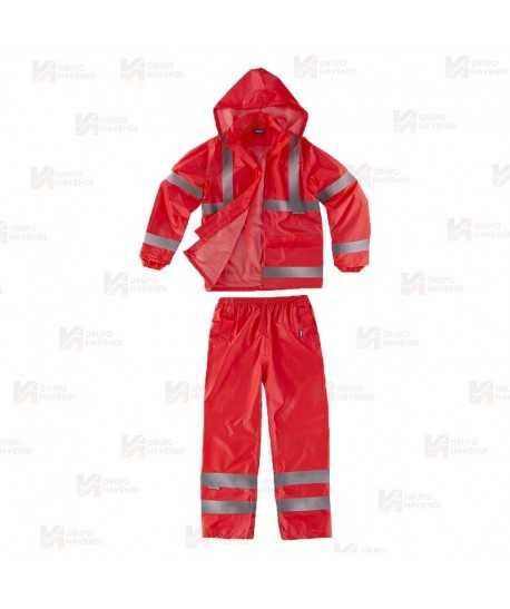 Traje de agua alta visibilidad clase 3 color rojo flúor