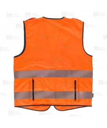 Chaleco alta visibilidad naranja flúor multibolsillos con cintas segmentadas