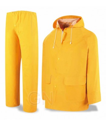 Traje laboral económico de PVC para lluvia color amarillo