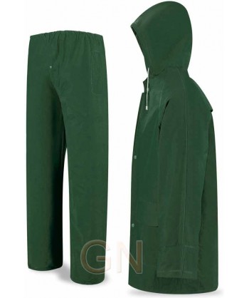 Traje laboral económico de PVC para lluvia color verde