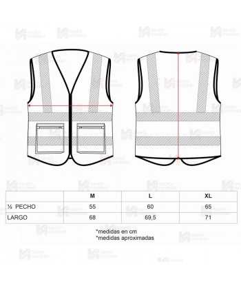 Chaleco alta visibilidad rojo flúor con cintas segmentadas