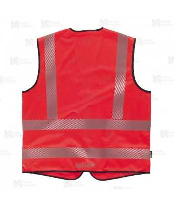 Chaleco alta visibilidad rojo flúor con cintas segmentadas