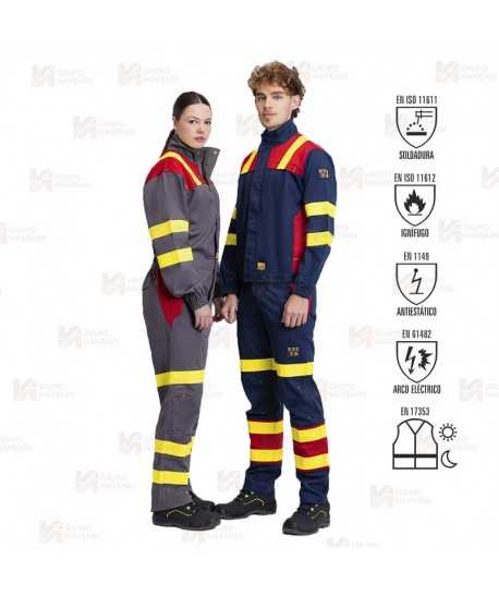 Buzo ignífugo, antiestático con protección para soldadura y arco eléctrico