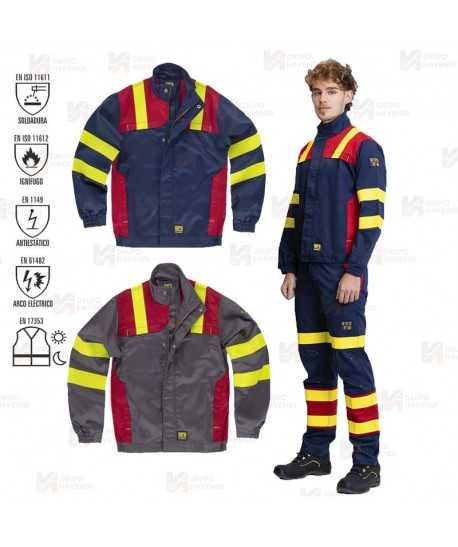 Cazadora ignífuga, antiestática con protección para soldadura y arco eléctrico