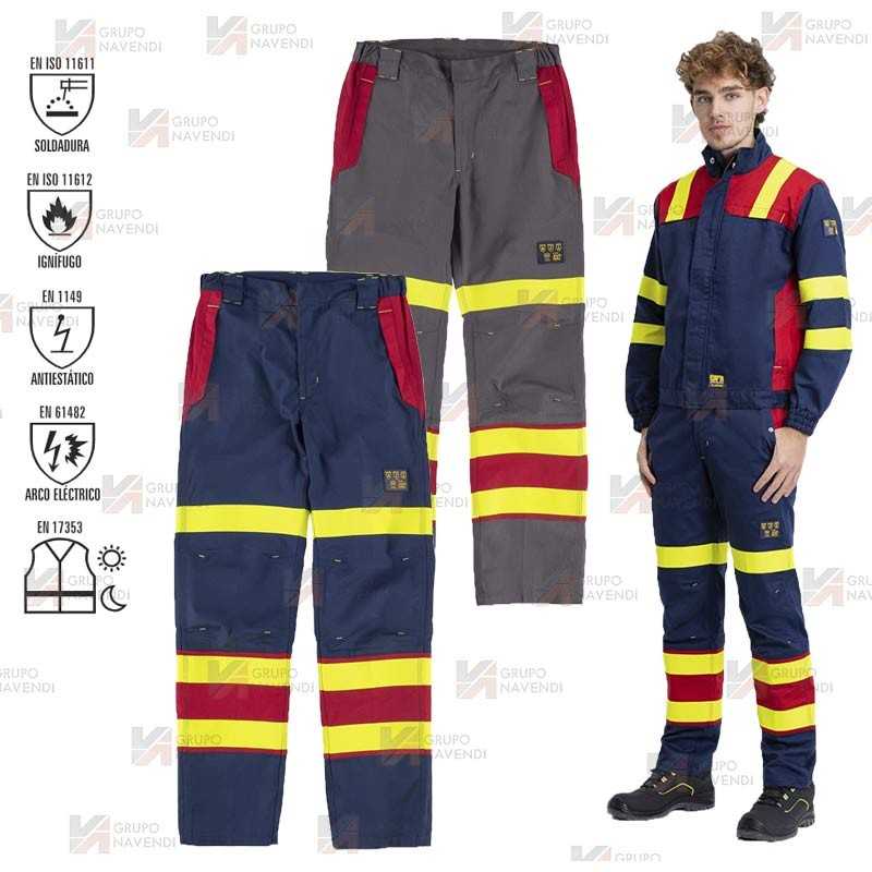 Pantalón ignífugo, antiestático con protección para soldadura y arco eléctrico