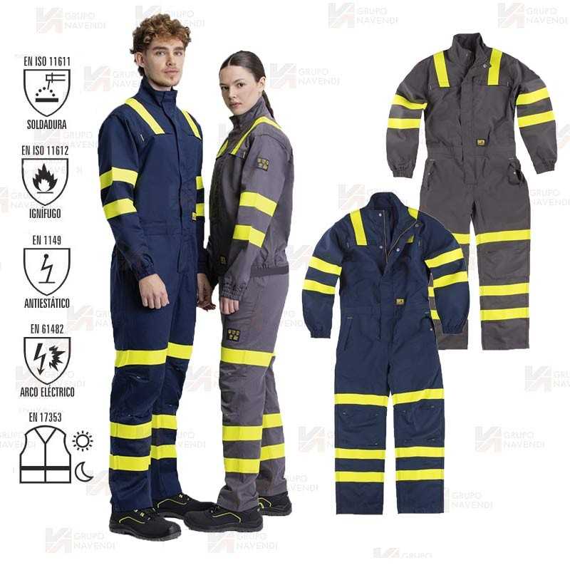 Buzo ignífugo, antiestático con protección para soldadura y arco eléctrico