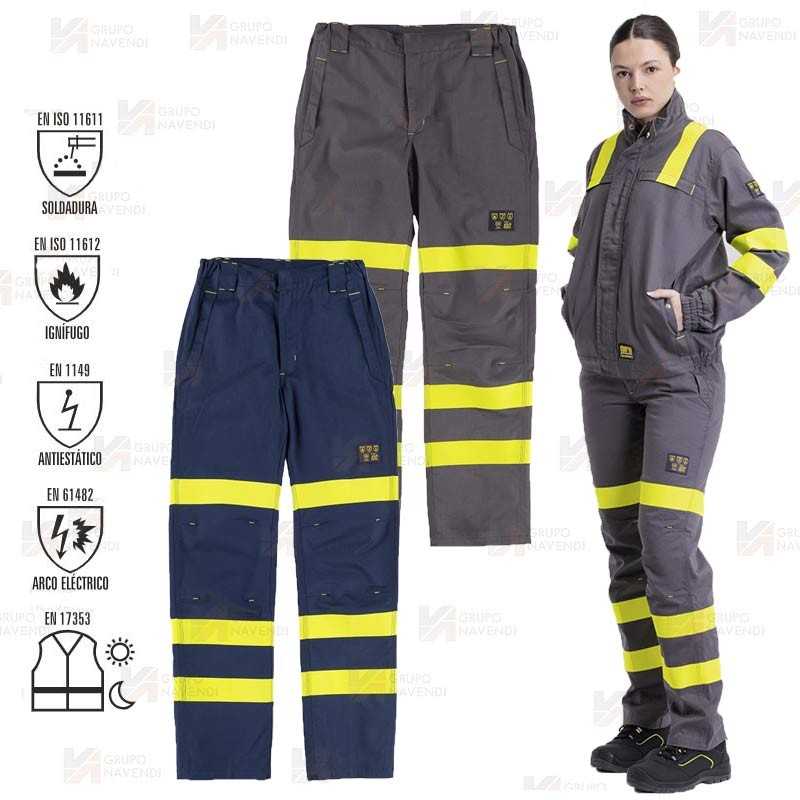 Pantalón ignífugo, antiestático con protección para soldadura y arco eléctrico